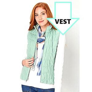 Mint Green Puffer Vest Medium Petite Pastel Christopher & Banks MP 8P 10P NEW